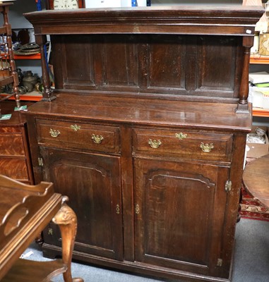 Lot 1515 - A George III Oak Court Cupboard, composed of...