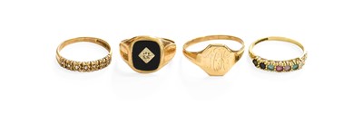 Lot 200 - Two 9 Carat Gold Signet Rings, finger sizes...