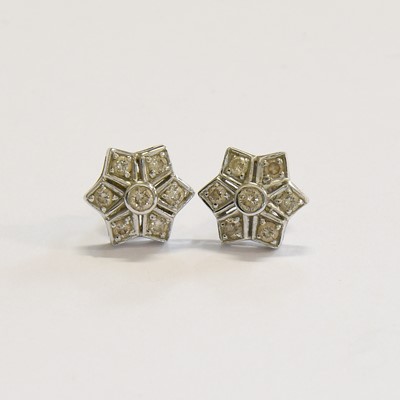 Lot 217 - A Pair of Diamond Cluster Earrings, the star...