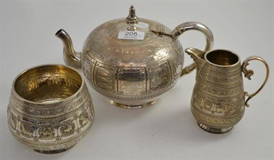 Lot 205 - Scottish Arboricultural Society (SAS) interest: an Indian silvered metal teapot decorated with...