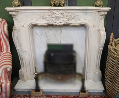 Lot 1432 - A Marble Fire Surround, fire back and hearth,...