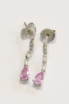 Lot 231 - A Pair of 18 Carat White Gold Pink Sapphire...