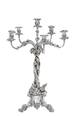 Lot 2082 - A Victorian Silver Plate Regimental Candelabrum-Centrepiece