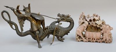 Lot 355 - A Sculpture of George and the Dragon, 36cm...