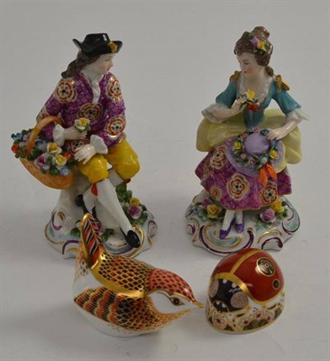 Lot 214 - Pair of Samson figures, Royal Crown Derby paperweight