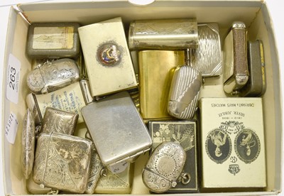 Lot 263 - Seven Various Silver Vesta-Cases, with engine...