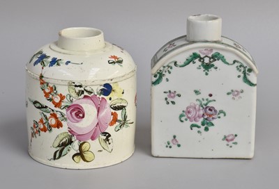 Lot 292 - A Creamware Tea Canister, circa 1770, painted...