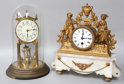 Lot 106 - A French Gilt Metal and Alabaster Figural...