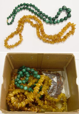 Lot 255 - A Malachite Bead Necklace, length 53.5cm; A...