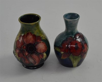 Lot 224 - Two Walter Moorcroft vases, anemone and orchid, 10cm high