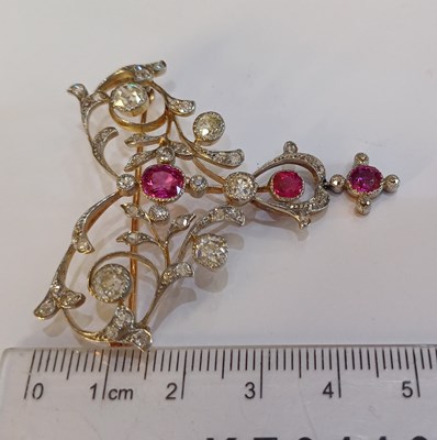 Lot 2269 - A Pink Sapphire and Diamond Brooch, circa 1900...