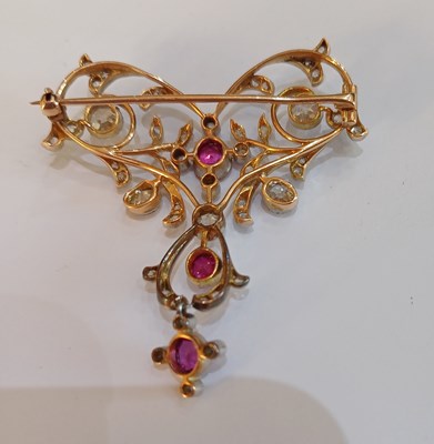 Lot 2269 - A Pink Sapphire and Diamond Brooch, circa 1900...
