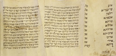 Lot 38 - Hebrew Manuscript. Esther Scroll (Megillah...
