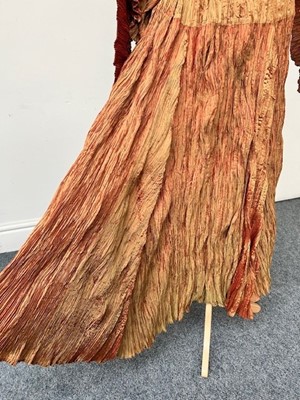 Lot 1054 - Issey Miyake Multi Pleated Rust and Gold Two...