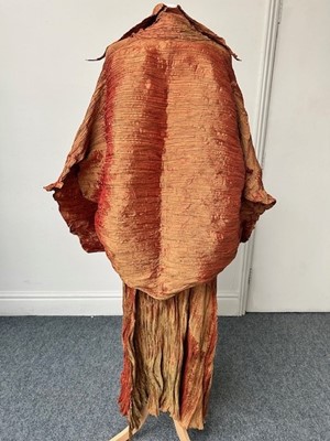 Lot 1054 - Issey Miyake Multi Pleated Rust and Gold Two...