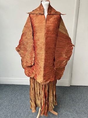 Lot 1054 - Issey Miyake Multi Pleated Rust and Gold Two...