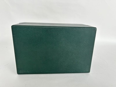 Lot 1058 - Green Leather Asprey Jewellery Case with twin...