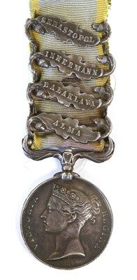 Lot 20 - A Crimea Medal, 1854, with four clasps ALMA,...