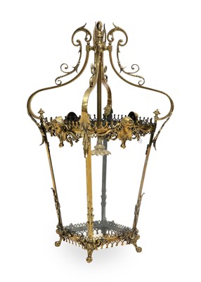 Lot 280 - A Regency-Style Brass Hall Lantern, of...