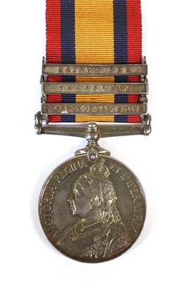 Lot 35 - A Queen's South Africa Medal, 1899, with three...