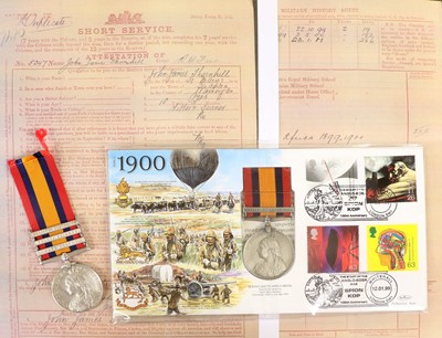 Lot 36 - A Queen's South Africa Medal, 1899, with three...