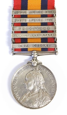 Lot 39 - A Queen's South Africa Medal, 1899, with five...