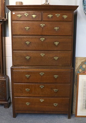 Lot 1406 - A George III Oak Chest on Chest, 103cm by 57cm...