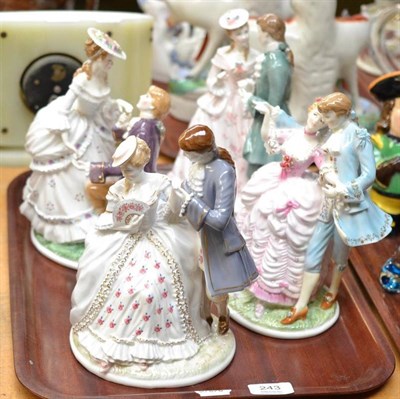 Lot 243 - A set of four Royal Worcester figures ";The Age of Courtship";; The Flirtation, The Tryst, The...