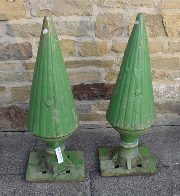 Lot 1278 - A Pair of Green Painted Cast Metal Gate Post...