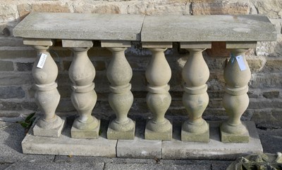 Lot 1279 - A Set of Six Carved Sandstone Spindles, bases...