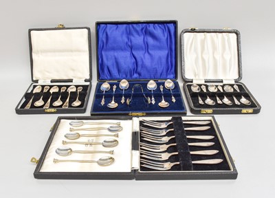 Lot 109 - A Collection of Assorted Cased Sets of Silver...