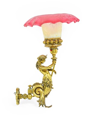 Lot 129 - A Gilt Bronze Figural Gas Wall Light, late...