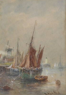 Lot 1018 - R Malcolm Lloyd (1855-1945) "Awaiting the Tide"...