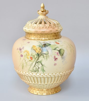 Lot 327 - Royal Worcester Blush Ivory Pot Pourri Vase,...