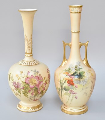 Lot 331 - Two Royal Worcester Blush Ivory Bottle Type...