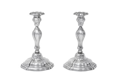 Lot 2068 - A Pair of Norwegian Silver Candlesticks