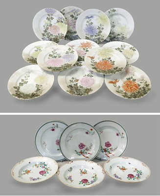 Lot 341 - Three Chinese Porcelain Soup Plates, Qianlong,...