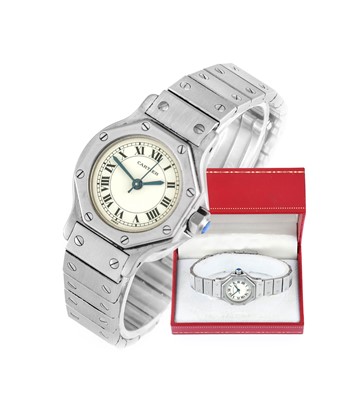 Lot 2162 - Cartier: A Lady's Stainless Steel Automatic...