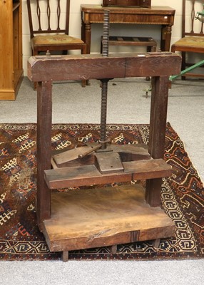 Lot 1386 - A 19th Century Large Oak Book Press, 64cm wide,...