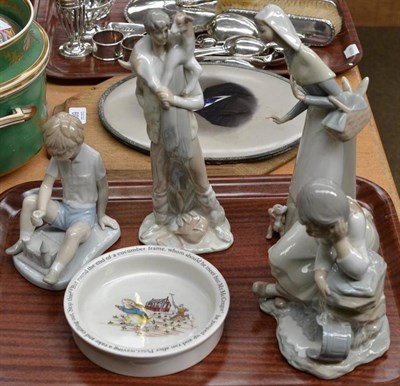 Lot 264 - Two Lladro figures, two Nao figures and a Peter Rabbit bowl