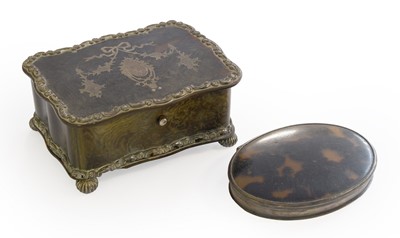 Lot 81 - A Tortoise Shell Hinged Box with silver mounts...