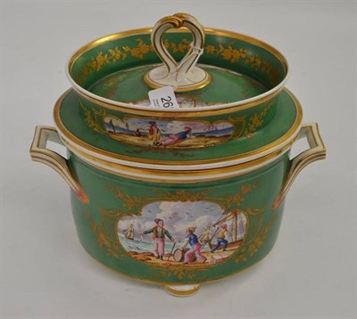 Lot 268 - A 19th century apple-green ground ice pail, liner and cover in 18th century style