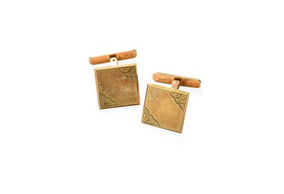 Lot 505 - A Pair of 9 Carat Gold Cufflinks, composed of...