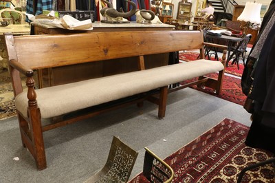 Lot 1347 - A Large Pitch Pine Bench, 270cm by 50cm by 92cm