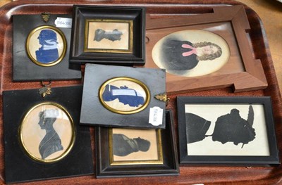 Lot 274 - Six 19th century silhouette miniatures and an oval watercolour miniature on card