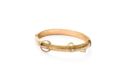 Lot 360 - A 9 Carat Gold Bangle, of buckle form,...