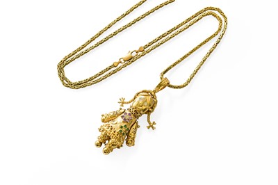 Lot 373 - A 9 Carat Gold Rag Doll Pendant on A 9 Carat...