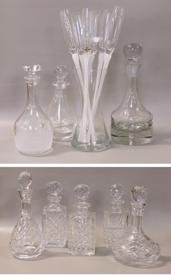 Lot 317 - Three Pressed Glass Decanters, a set of six...