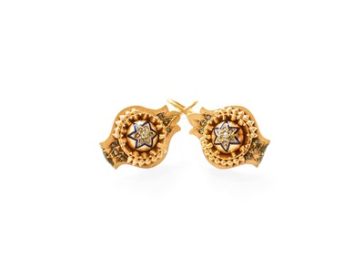 Lot 439 - A Pair of Enamel and Diamond Earrings, the...