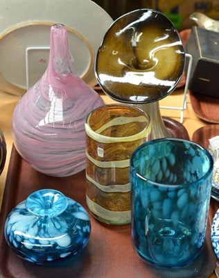 Lot 286 - Three Mdina glass vases and another